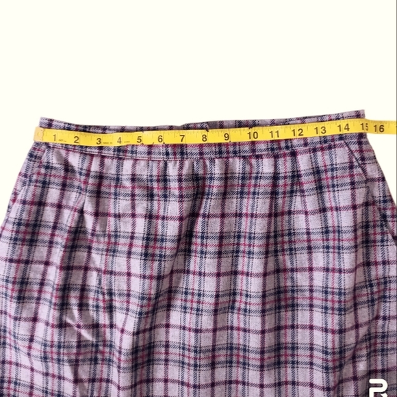 Vintage Plaid Wool Midi Skirt - Picture 8 of 10